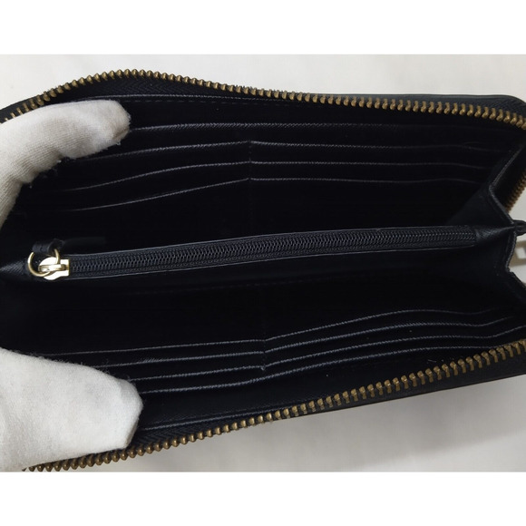 Fossil Black Smooth Leather Zip Around Credit Card Long Wallet - Picture 10 of 15